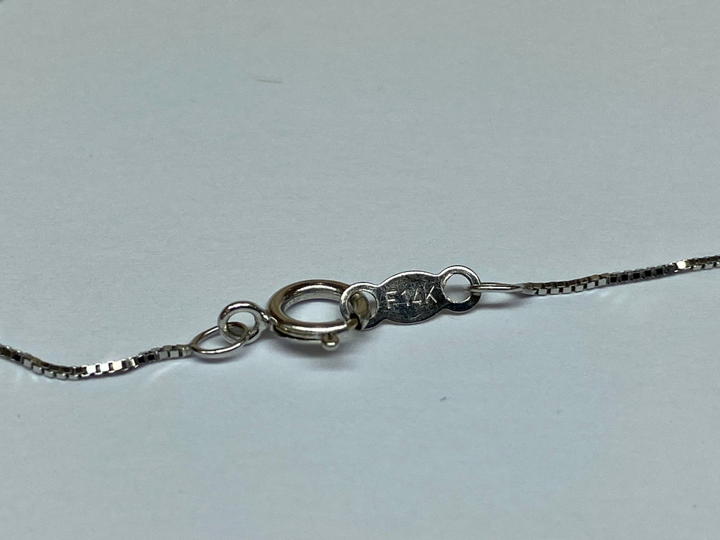 14K White Gold Pearl Diamond Pendant Necklace