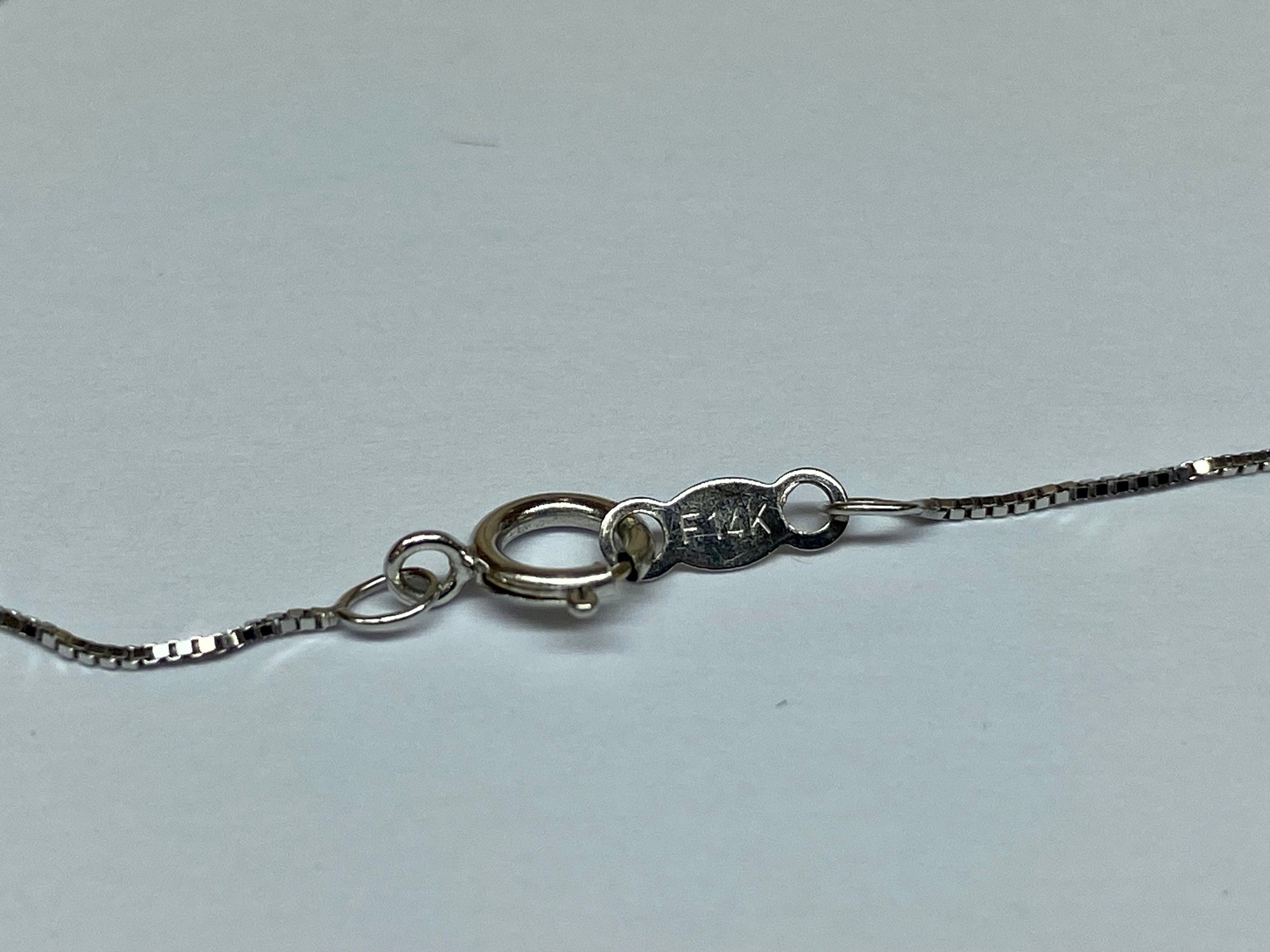 14K White Gold Pearl Diamond Pendant Necklace