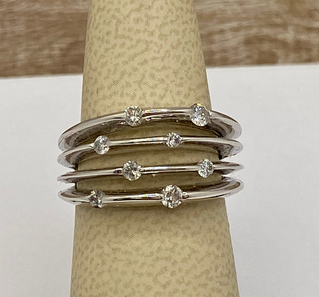 14k White Gold Diamond Ring - Size 6