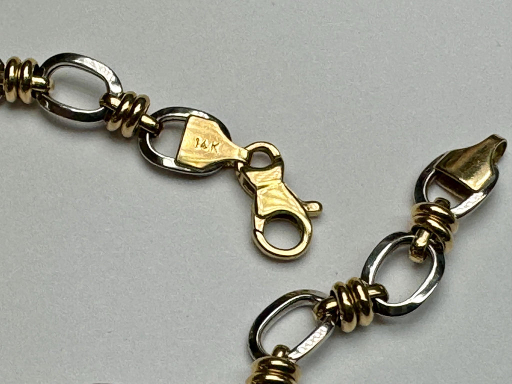 14k Yellow & White Gold Oval Link Bracelet (6 3/4")