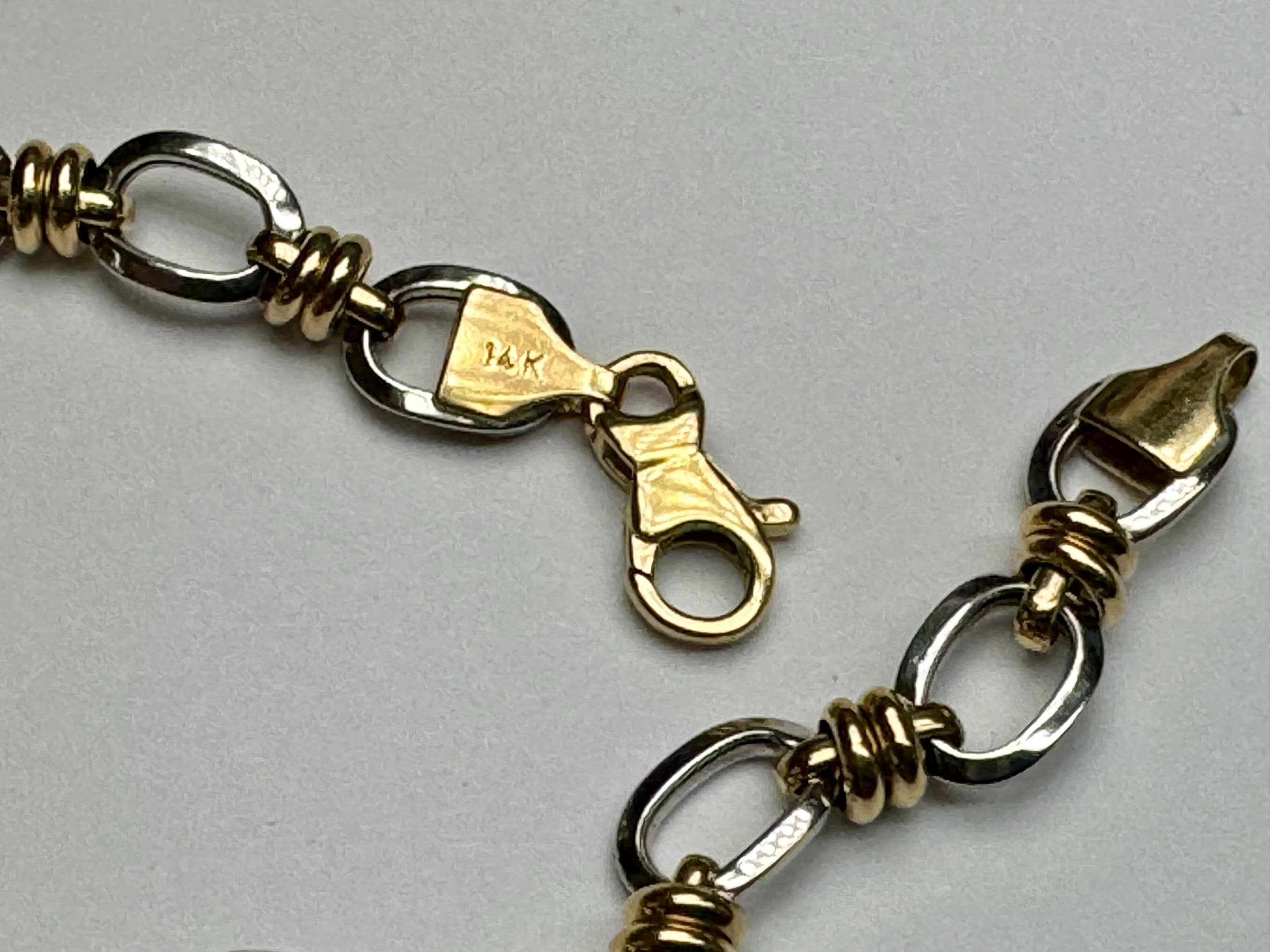14k Yellow & White Gold Oval Link Bracelet (6 3/4")