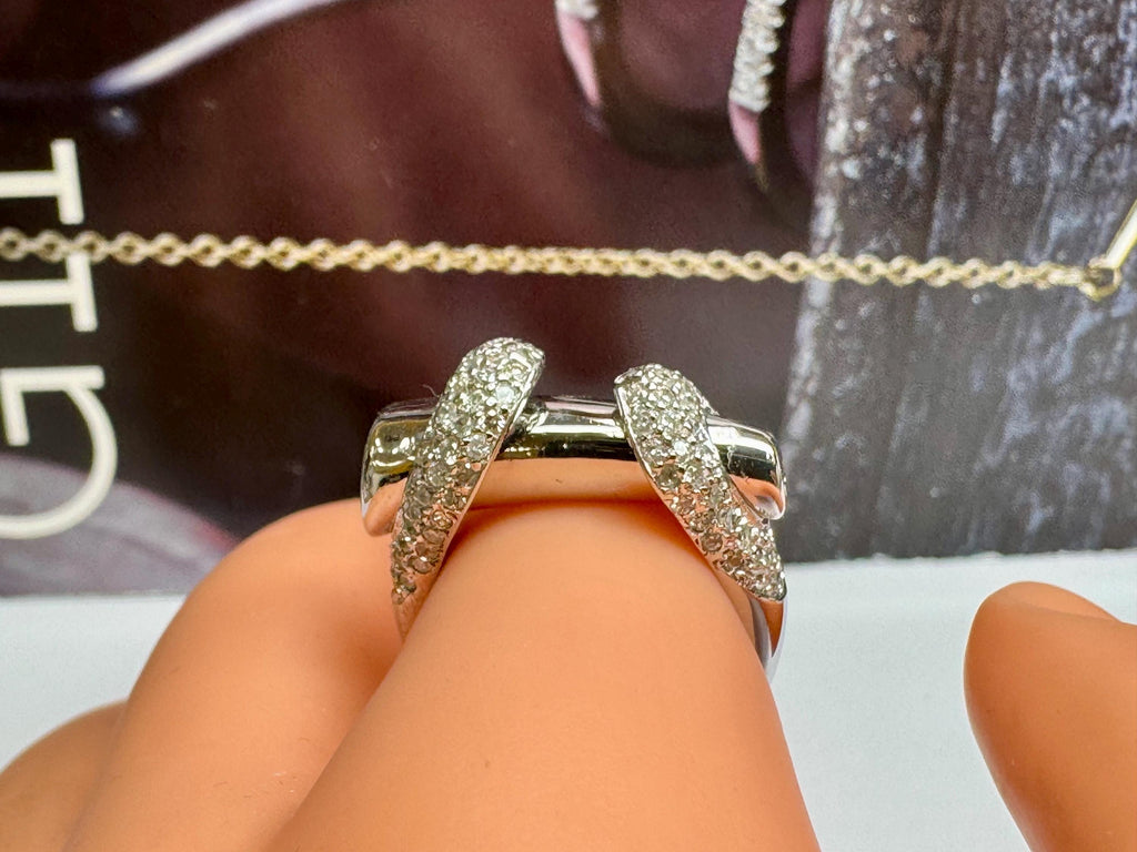 14K White Gold Pave Diamond Ring - Size 6 1/4