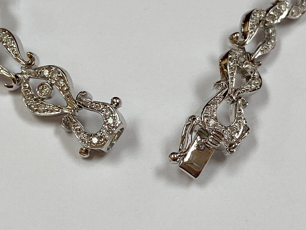 14K White Solid Gold Diamond Women's Bracelet !!!!!