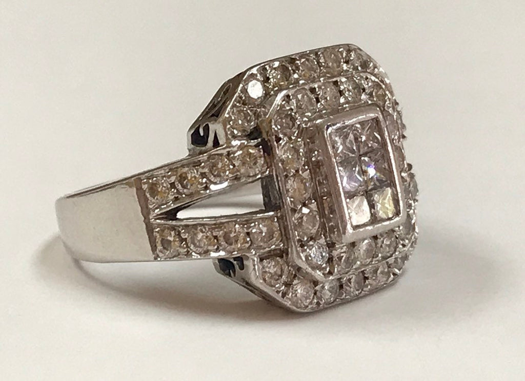 14K Solid White Gold Diamond Ring!!! Size 7.5