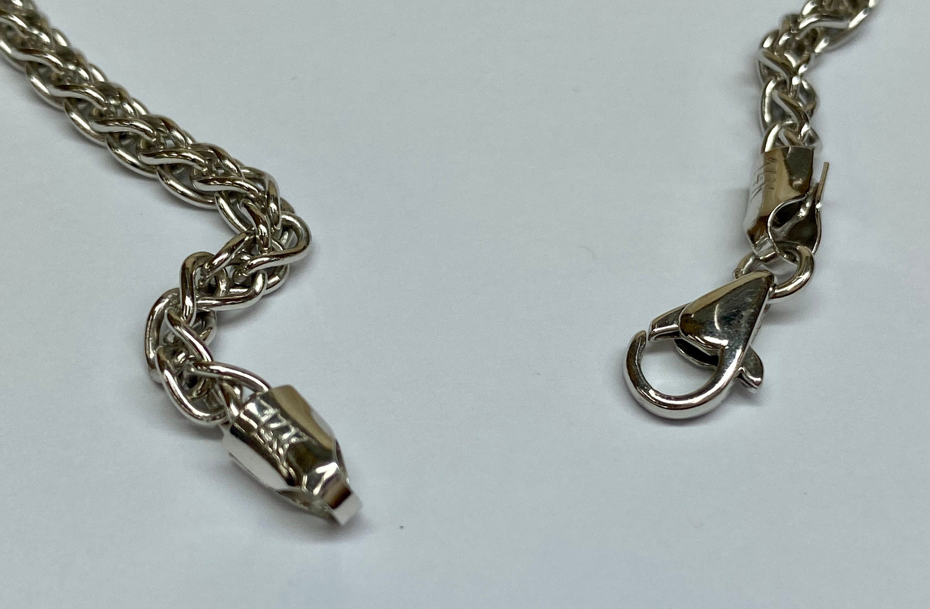 14K Solid White Gold 22" Double Wheat Link Chain Necklace!!