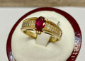 18K Solid Yellow Gold Diamond And Ruby Ring!!!! SIze  9 1/4