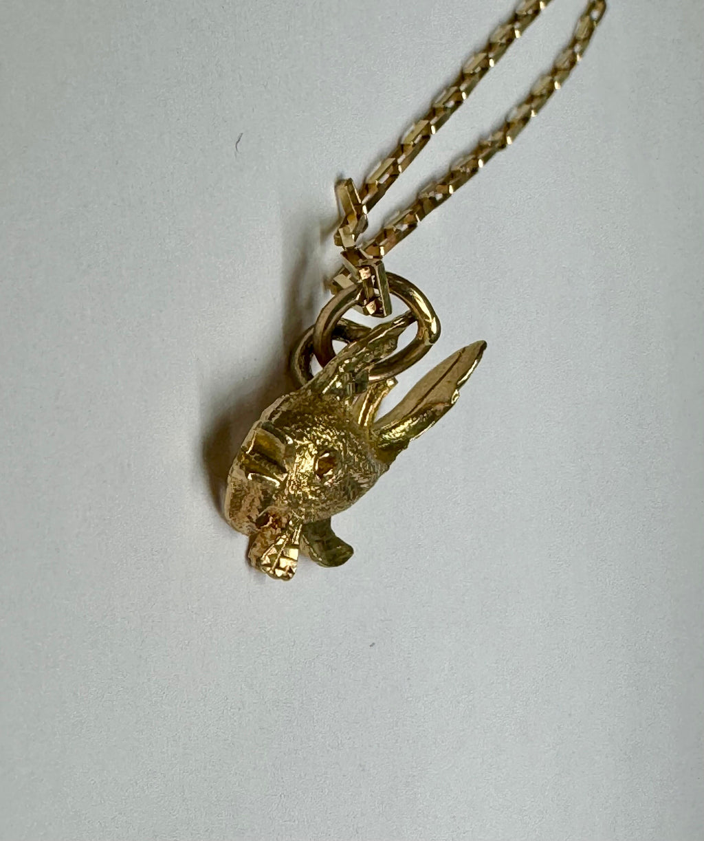 14K Yellow Gold 3D Fish Pendant Charm