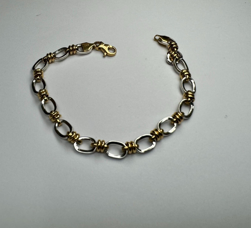 14k Yellow & White Gold Oval Link Bracelet (6 3/4")