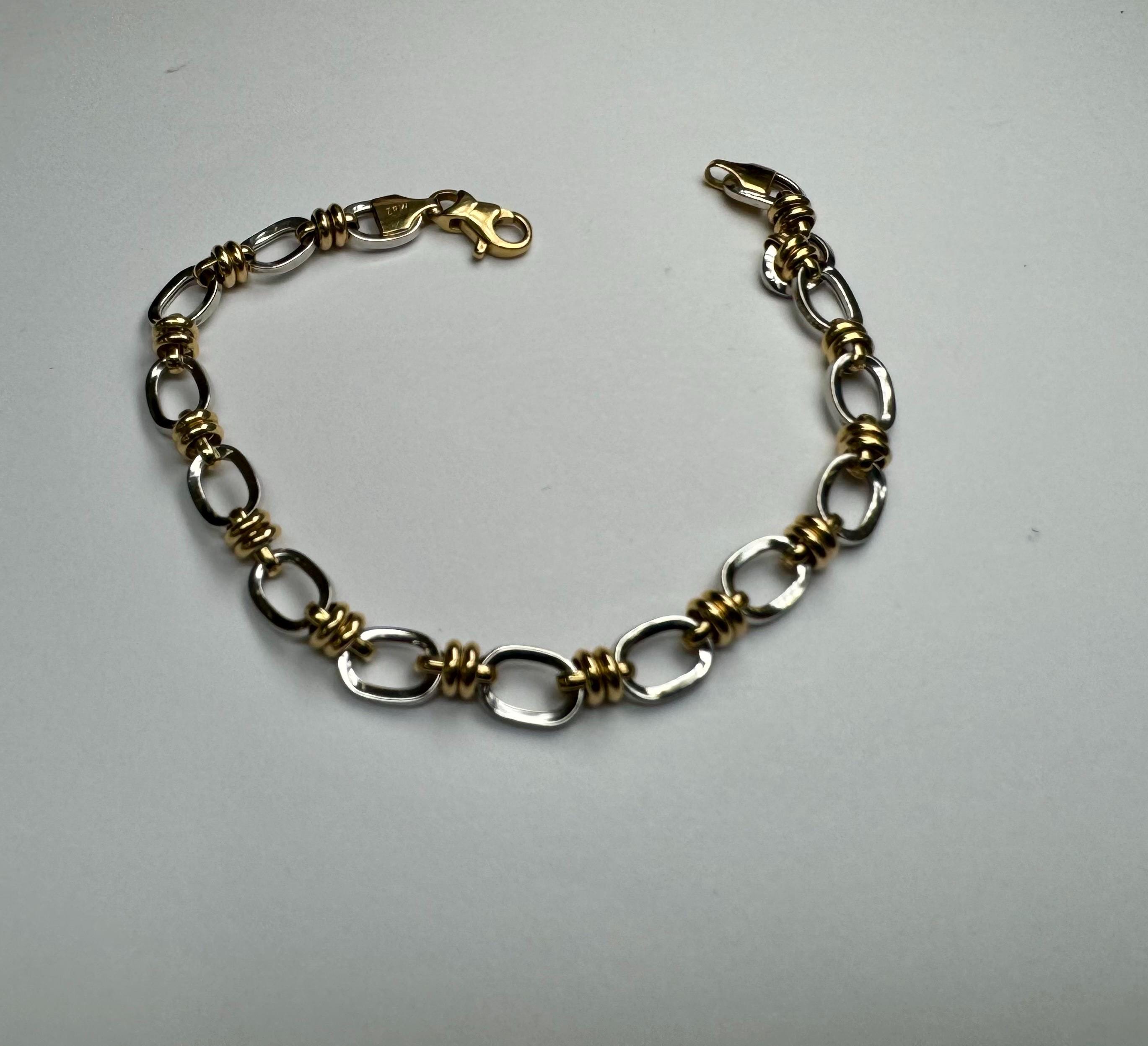 14k Yellow & White Gold Oval Link Bracelet (6 3/4")
