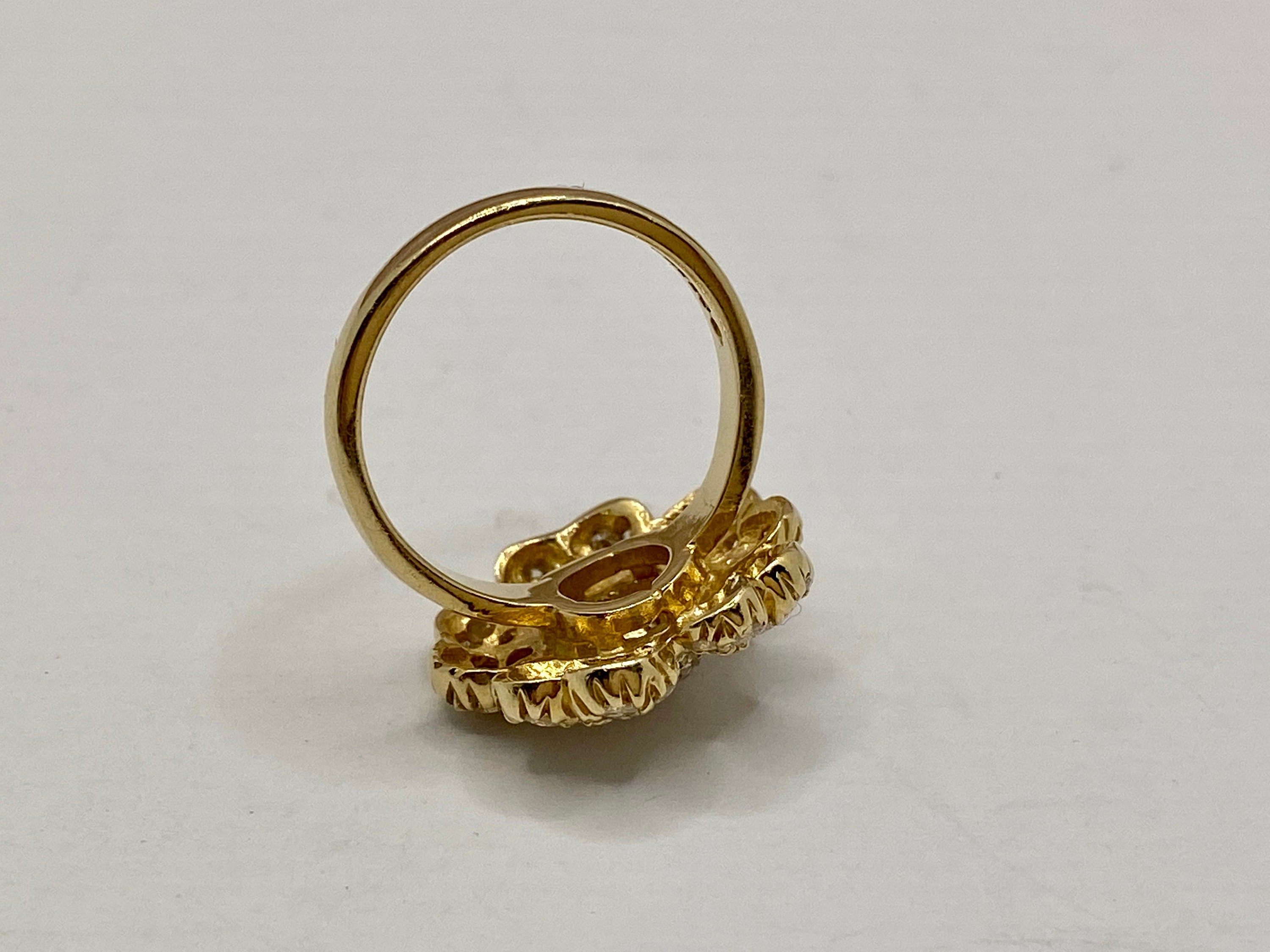 14K Yellow Gold Diamond Floral Ring - Size 5