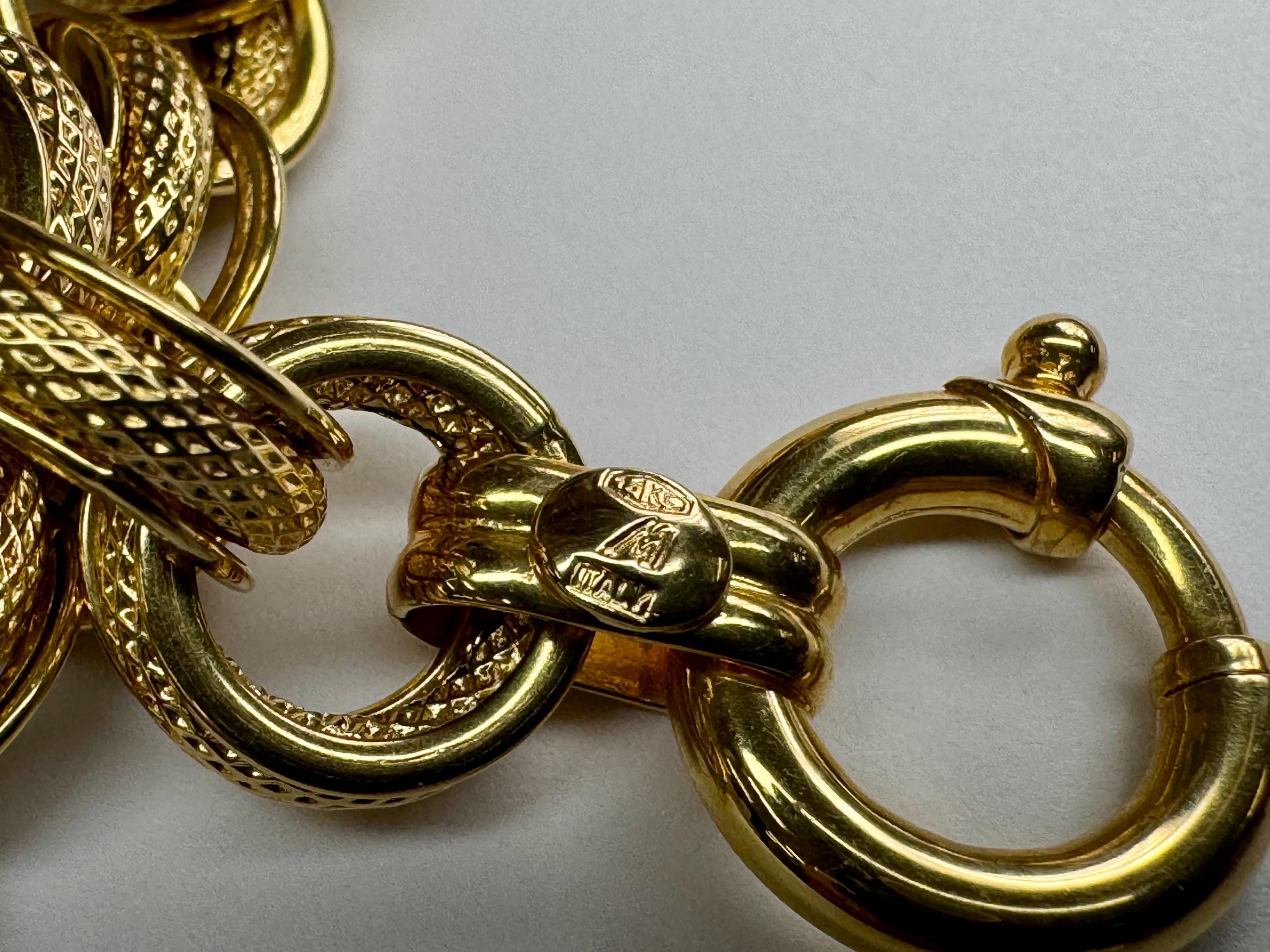 14K Yellow Gold Hollow Link Bracelet - Italy, 8 3/4"
