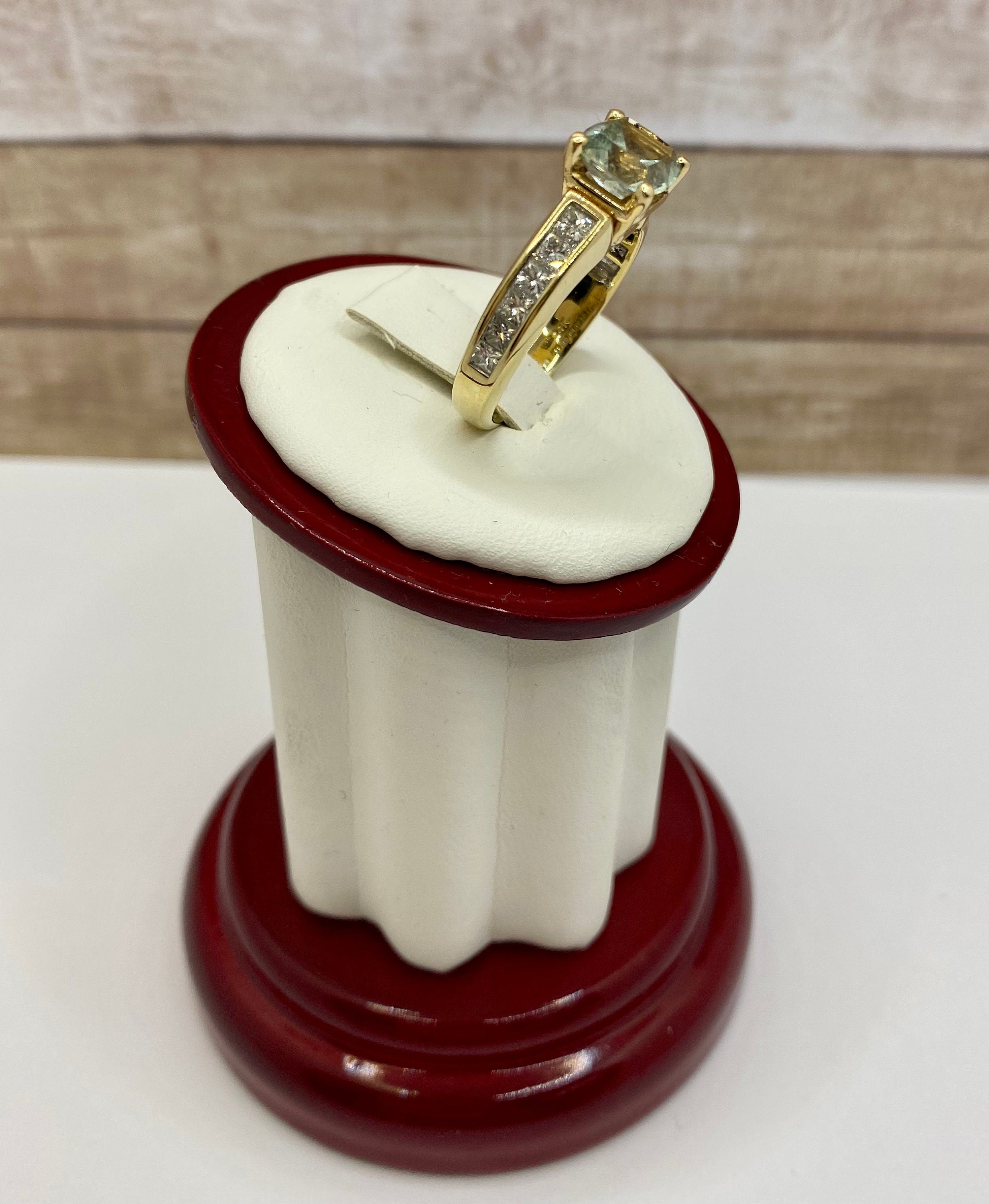 14K Yellow Gold Aquamarine Diamond Statement Ring, Size 8