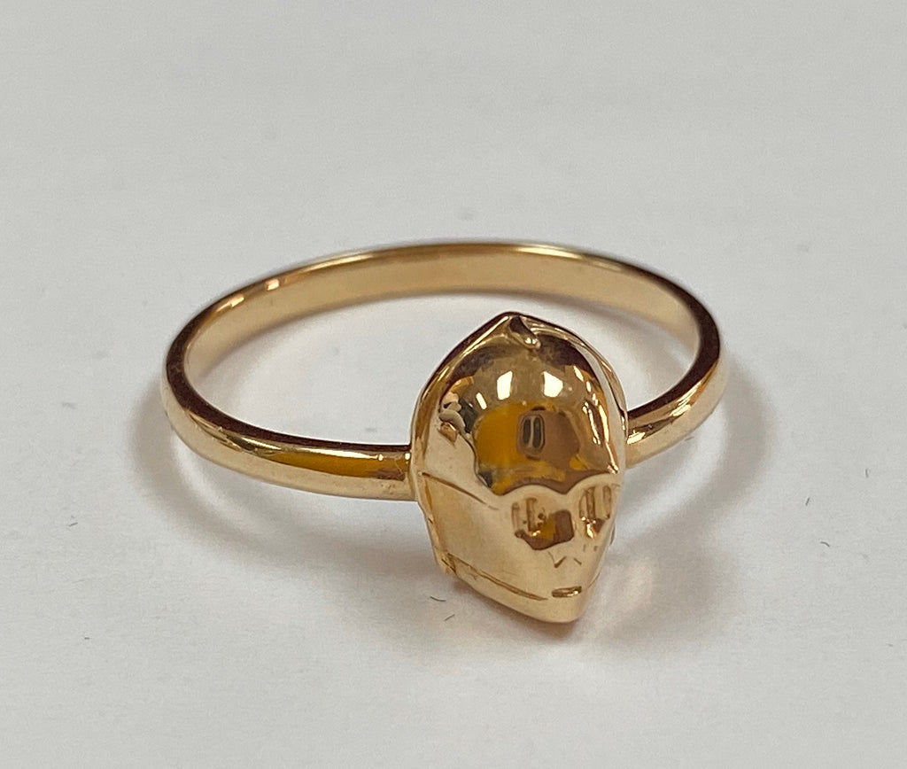10K Yellow Gold C-3P0 Star Wars Set, Necklace, Earring, Ring