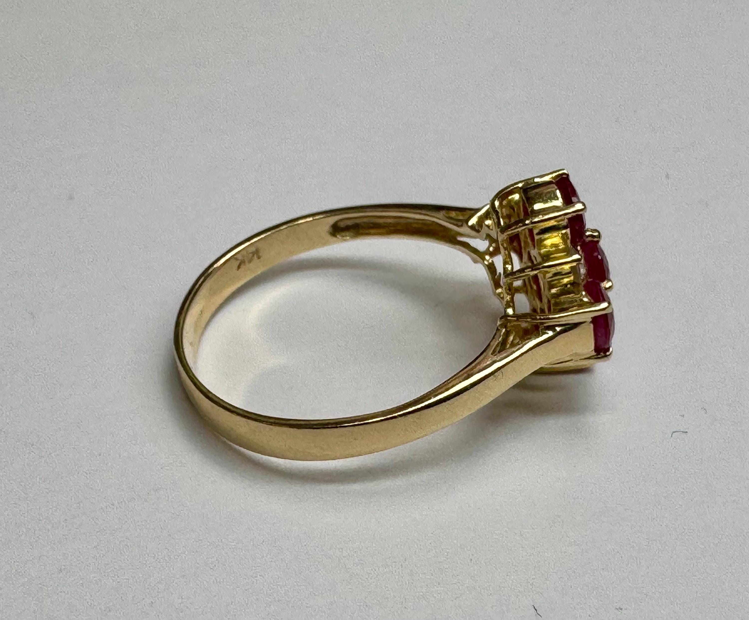 14K Yellow Gold Ruby and Diamond Ring - Size 7.5