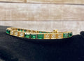 14K Yellow Gold Diamond And Emerald Tennis Bracelet!!!!