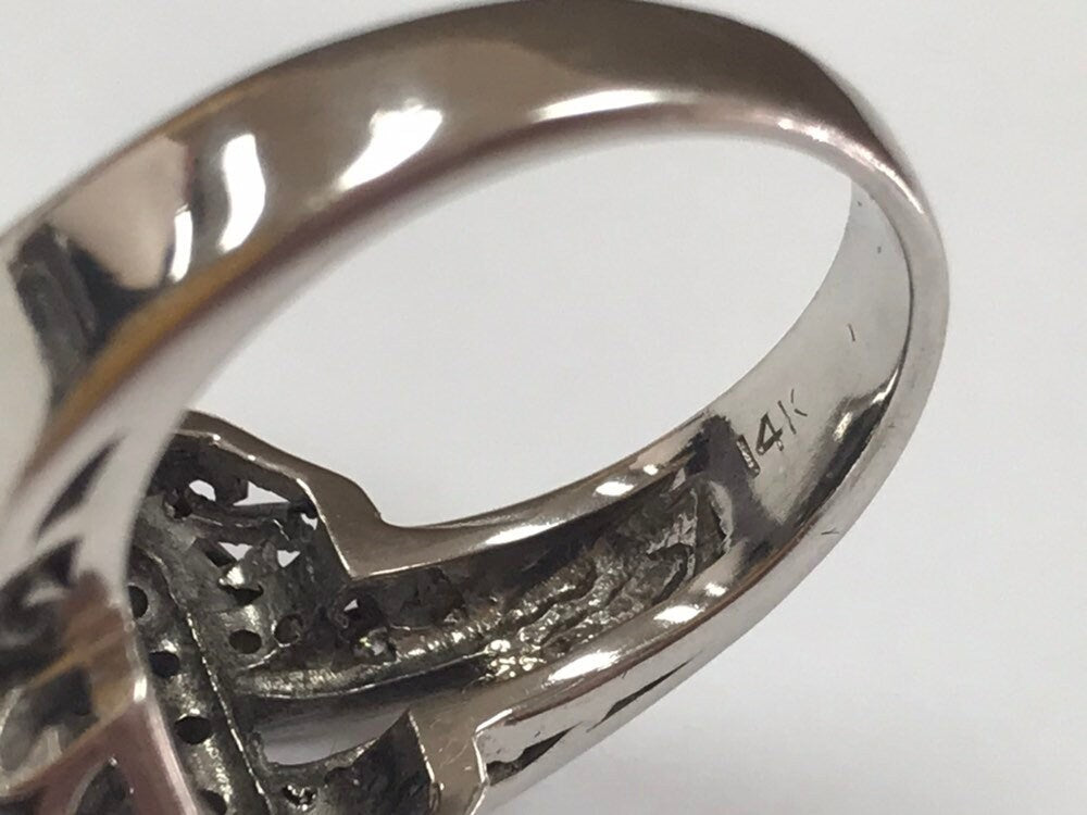 14K Solid White Gold Diamond Ring!!! Size 7.5
