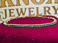 14K Yellow Gold Half Emerald And Half Paperclip Chain 7' Long  Tennis Bracelet!!
