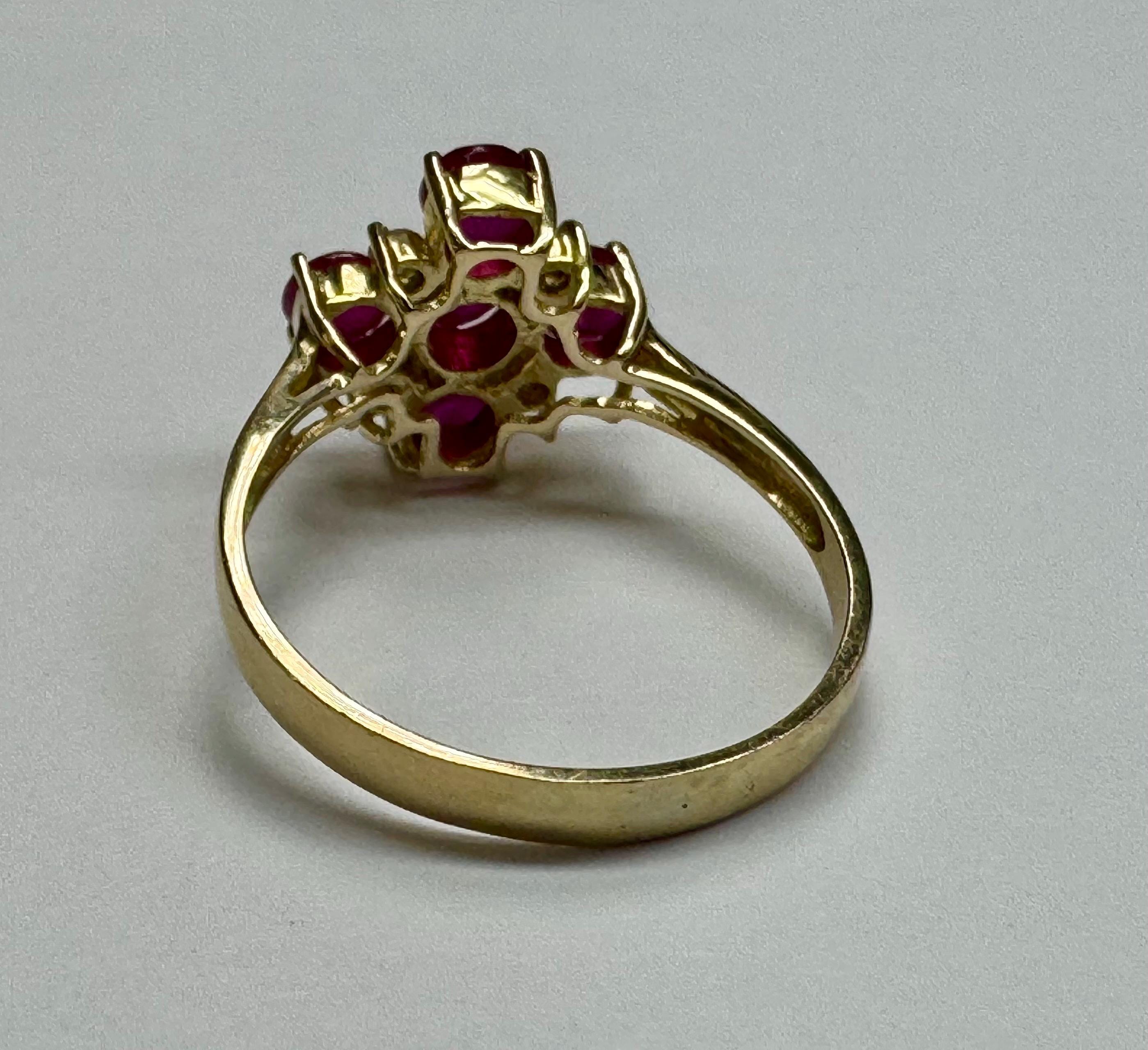 14K Yellow Gold Ruby and Diamond Ring - Size 7.5