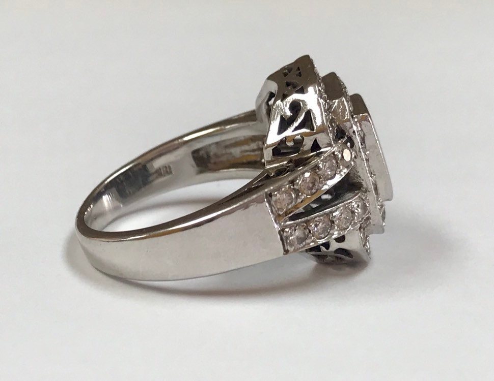 14K Solid White Gold Diamond Ring!!! Size 7.5