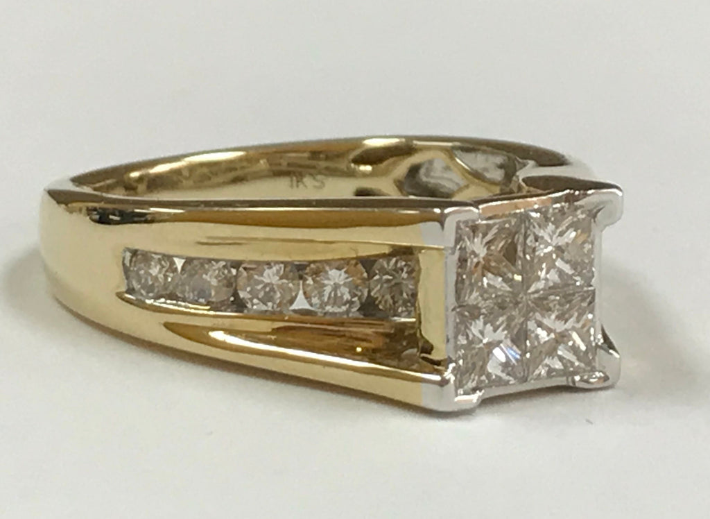 14K IKS Yellow Solid Gold Diamond Ring Set!!!! Size 7