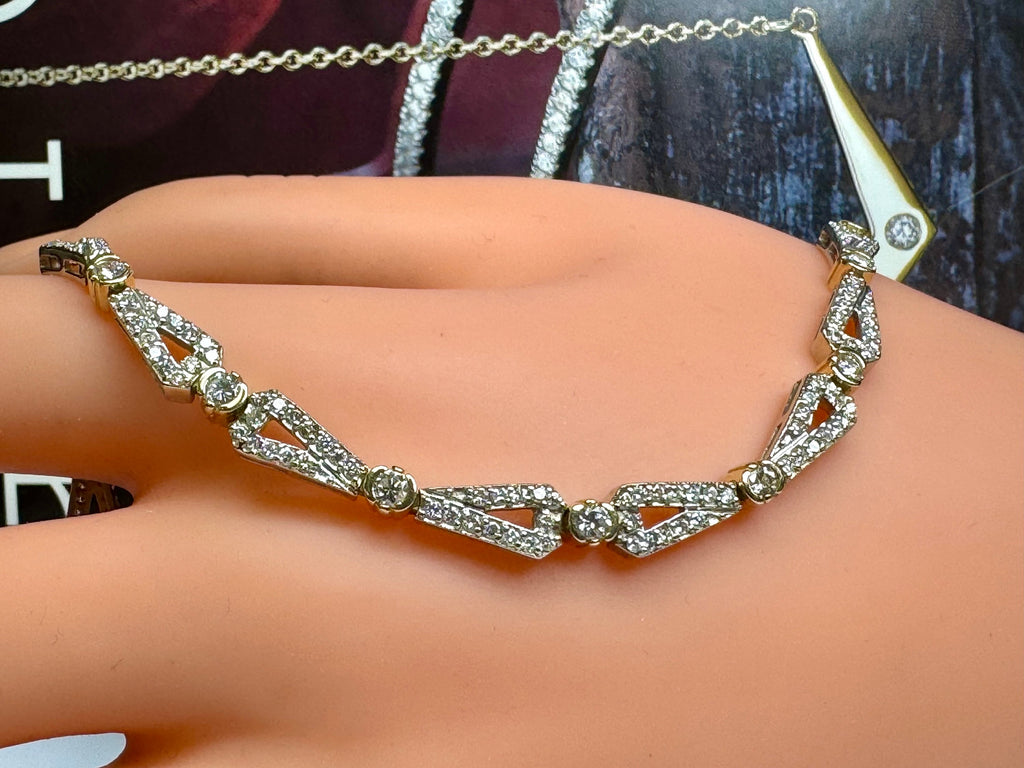 14K Gold Diamond Bow Bracelet - 2.5 ct, 7.5"