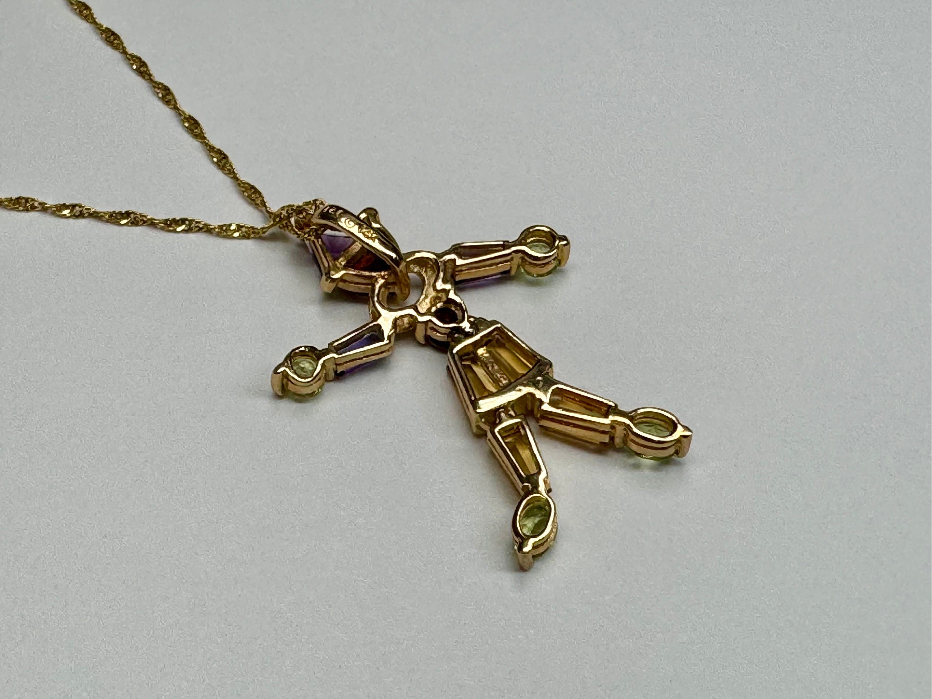 14K Yellow Gold Clown Pendant Necklace: Multi-Color Stone, 18" Italy Chain