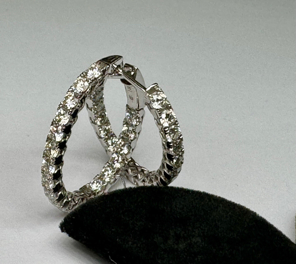 14K White Gold Diamond Hoop Earring Set (2.9 CT)