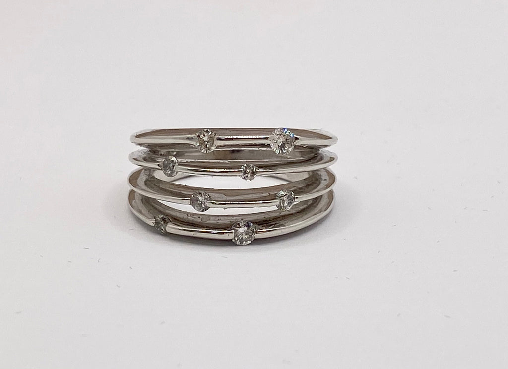 14k White Gold Diamond Ring - Size 6