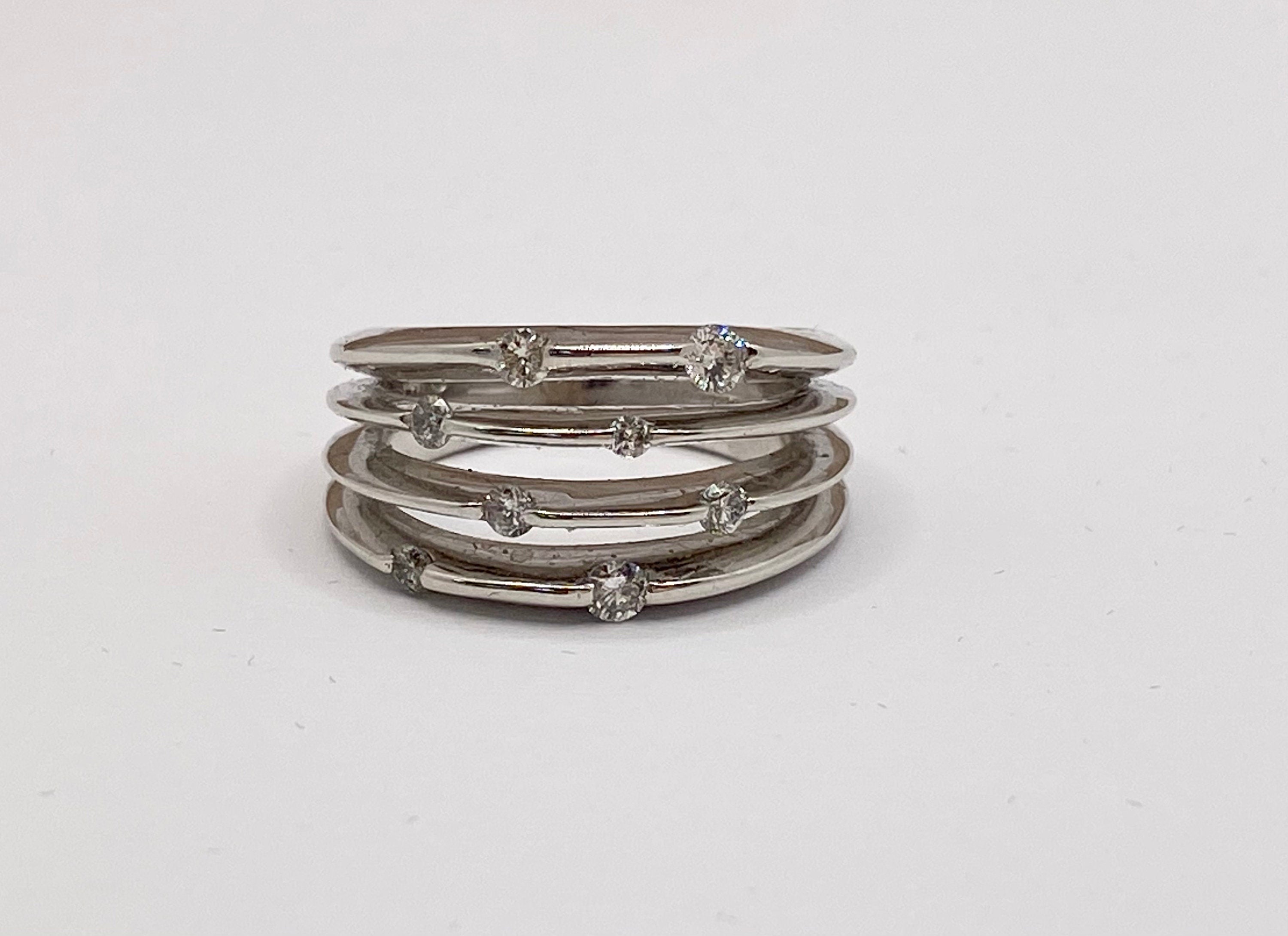 14k White Gold Diamond Ring - Size 6