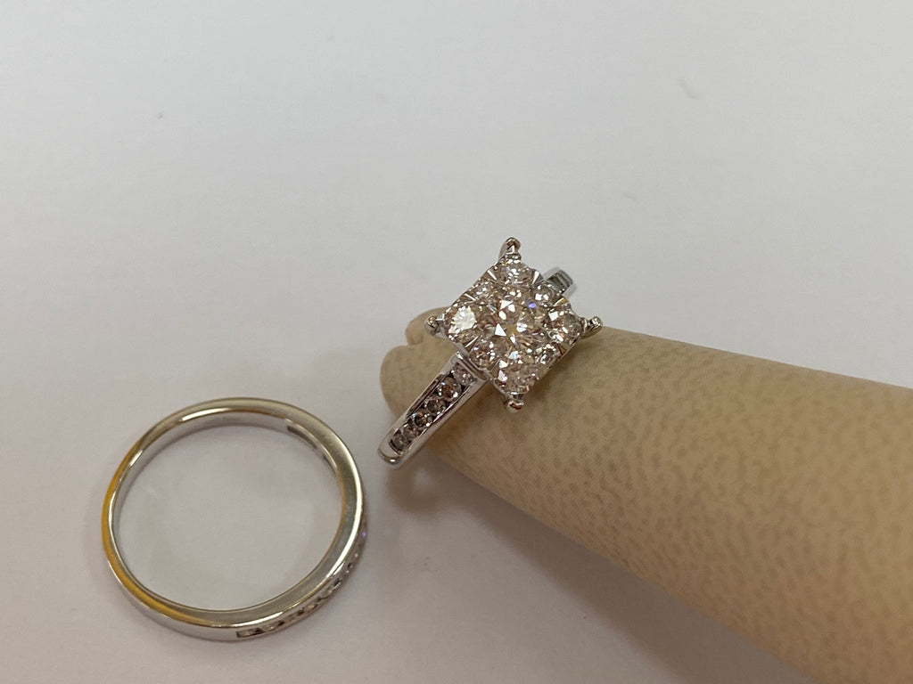 14K White Gold Diamond Bridal Ring Set - 1.10 TCW, VS2 Clarity