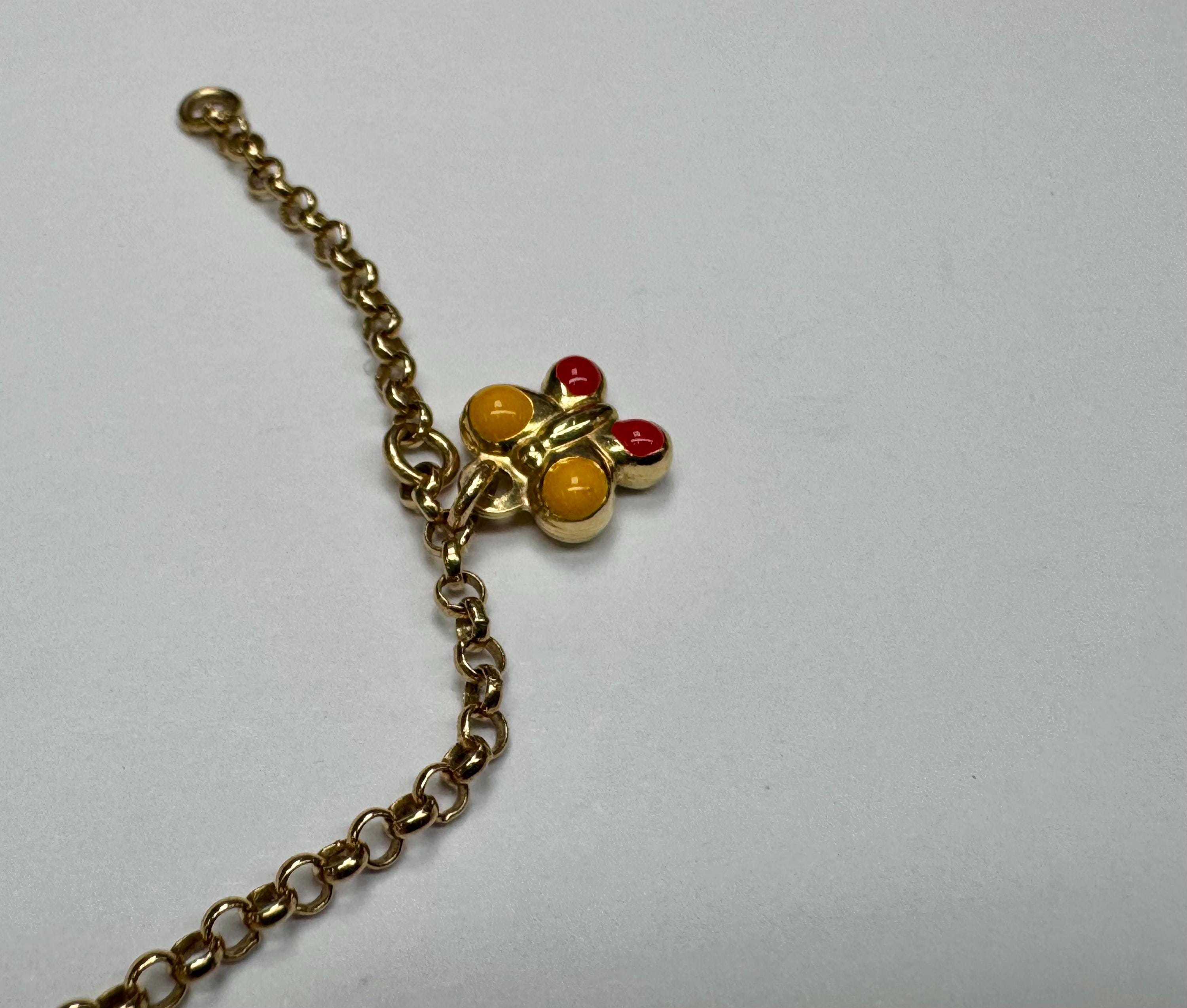 14K Yellow Gold Enamel Butterfly Baby Bracelet - Italy