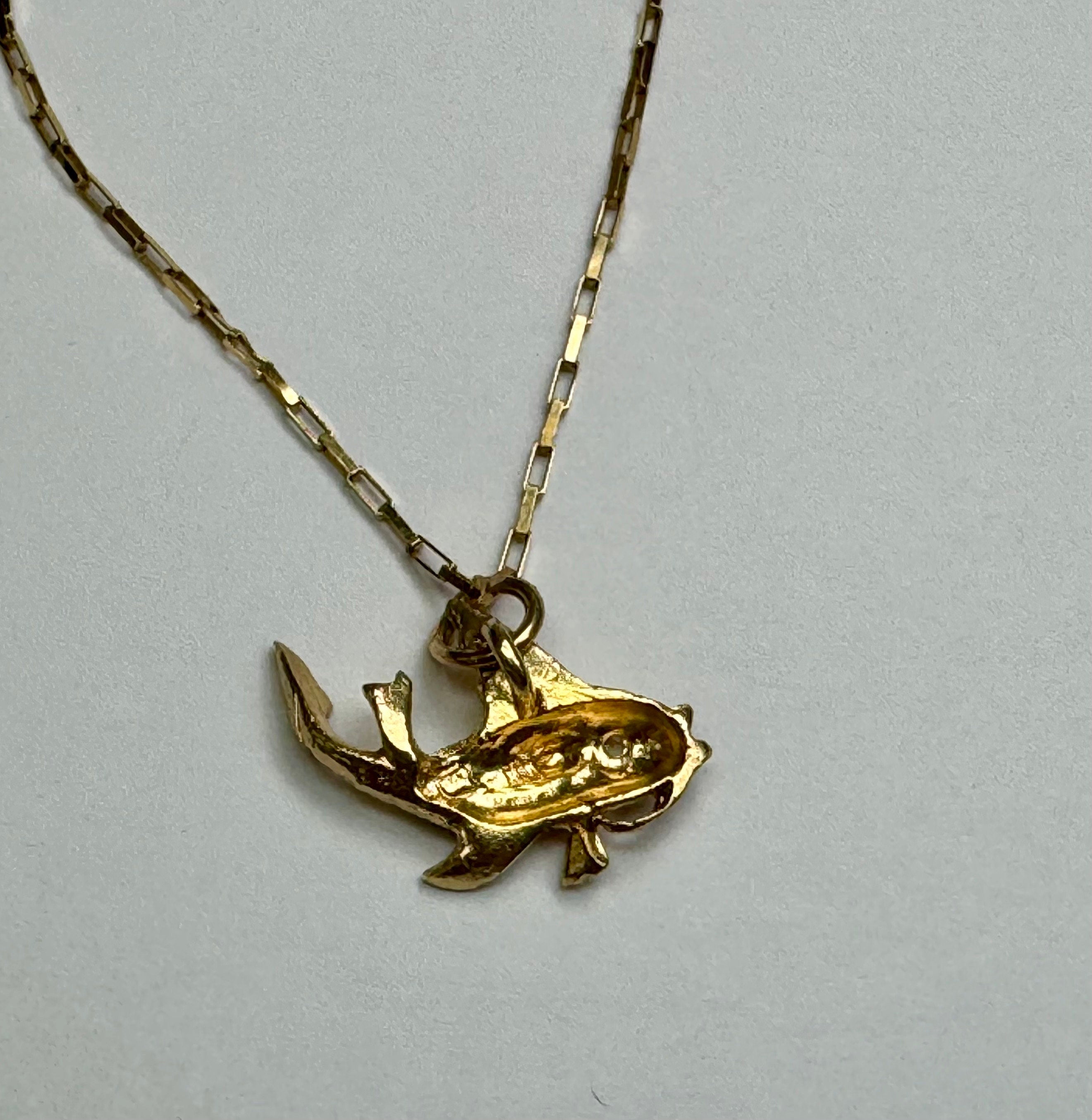 14K Yellow Gold 3D Fish Pendant Charm