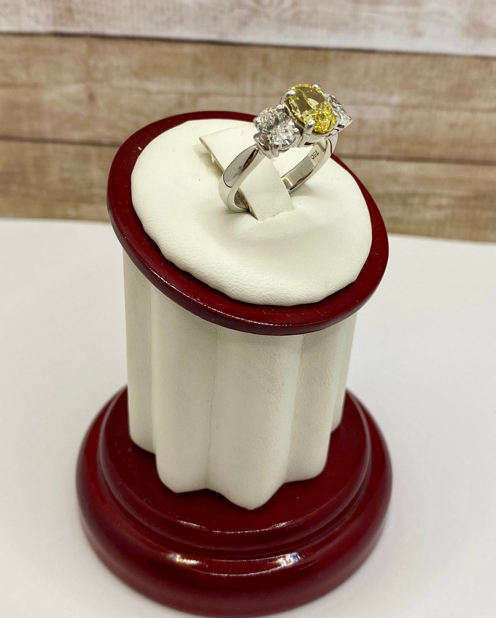 18K White Gold Fancy Yellow Diamond Ring, VS1 Clarity, Size 5 1/4