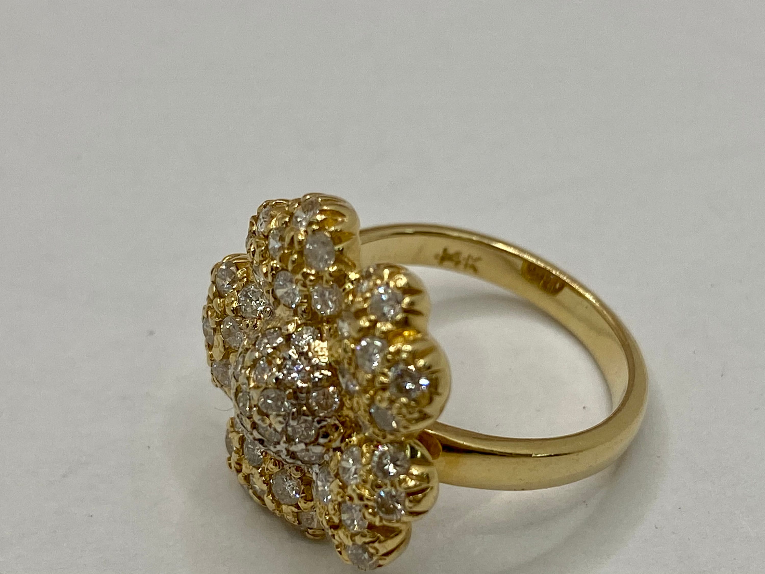 14K Yellow Gold Diamond Floral Ring - Size 5