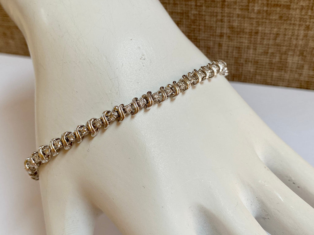 14K White Solid Gold And Diamond Tennis Bracelet!!!