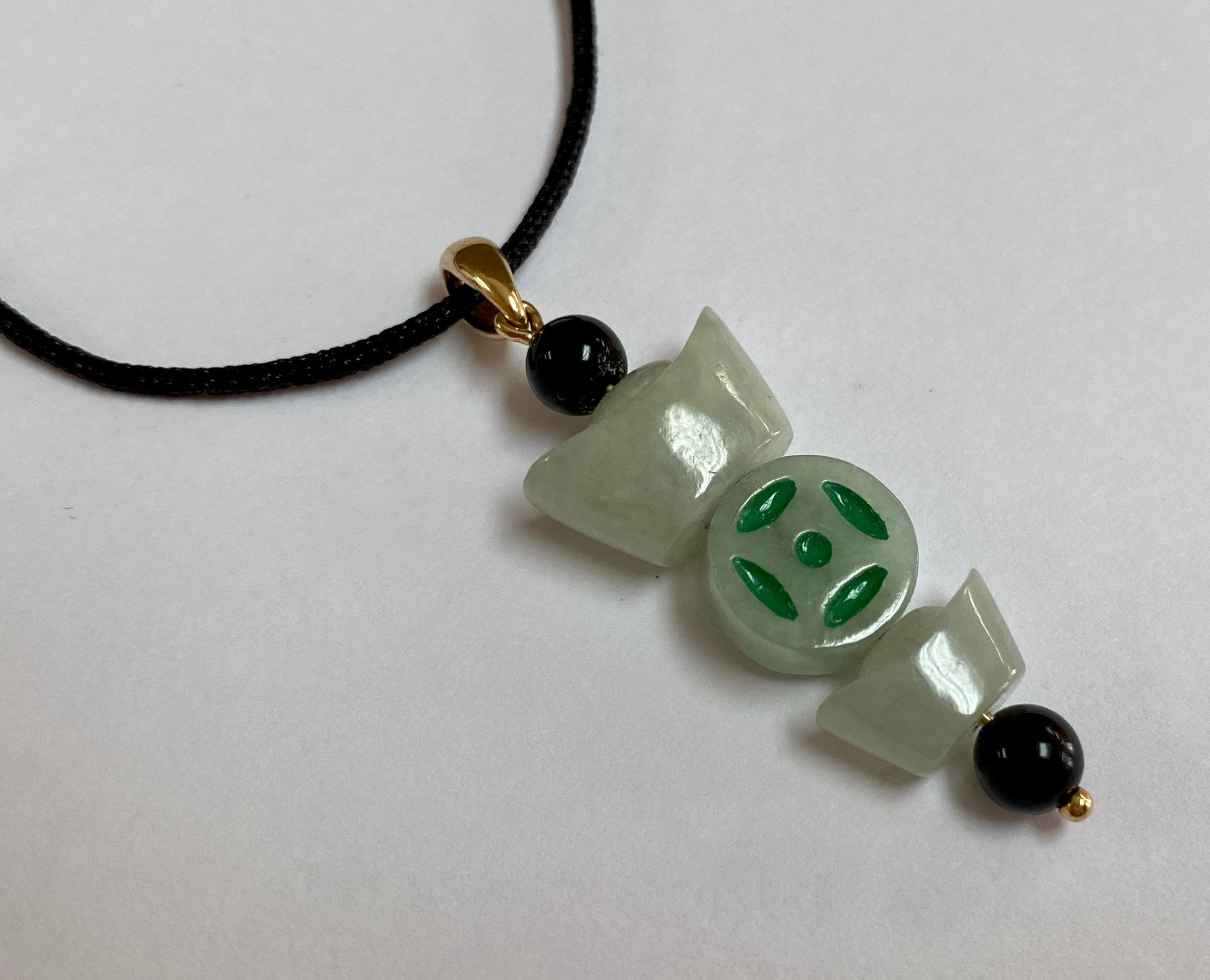 14k Yellow Gold Hook And Green Jade Pendant/ Keychain !!!!!