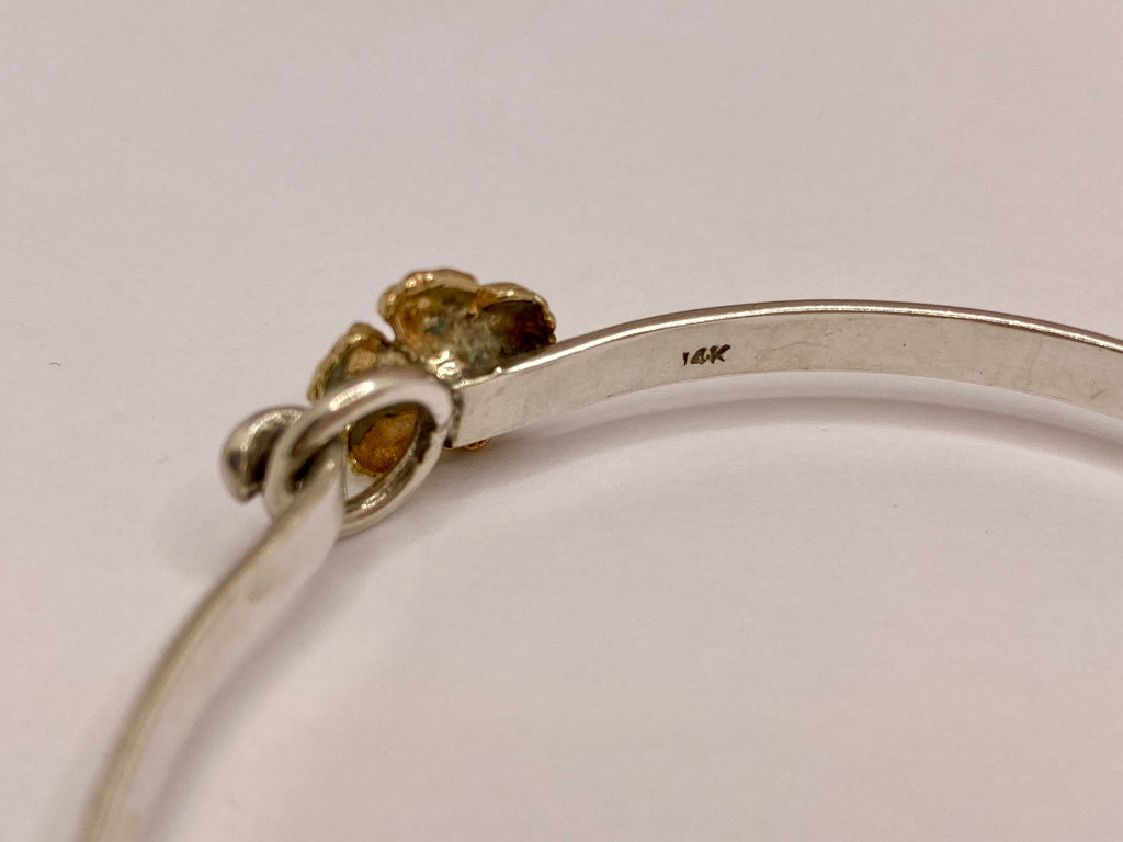 14K Yellow Gold Flower And 925 Sterling Silver CBC Caribbean Bracelet Co. Bangle Bracelet