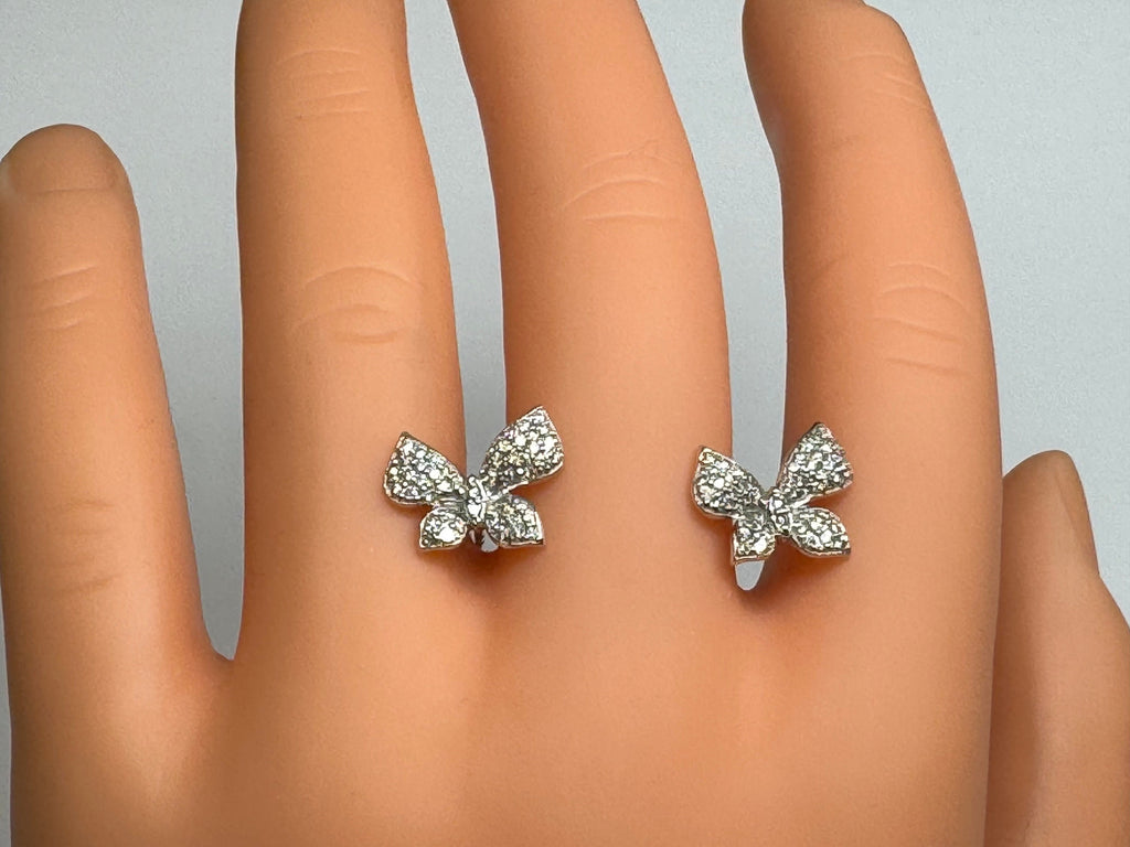 14K White Gold Diamond Butterfly Stud Earrings (0.55 ct)