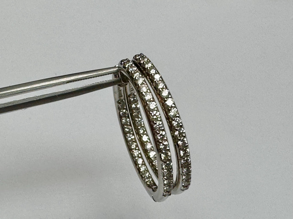 14k White Gold Diamond Hoop Earrings: 0.30ct TCW