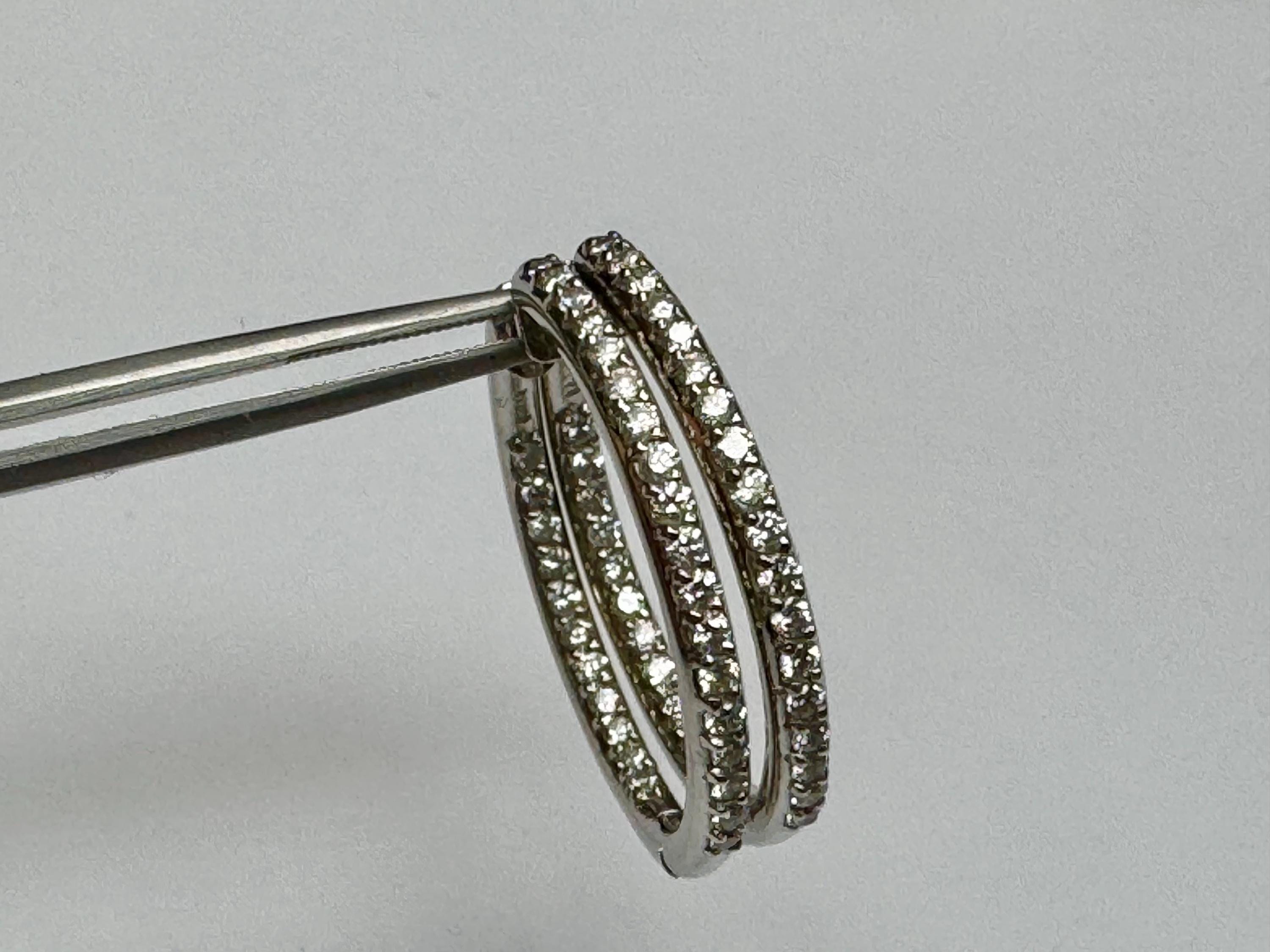 14k White Gold Diamond Hoop Earrings: 0.30ct TCW