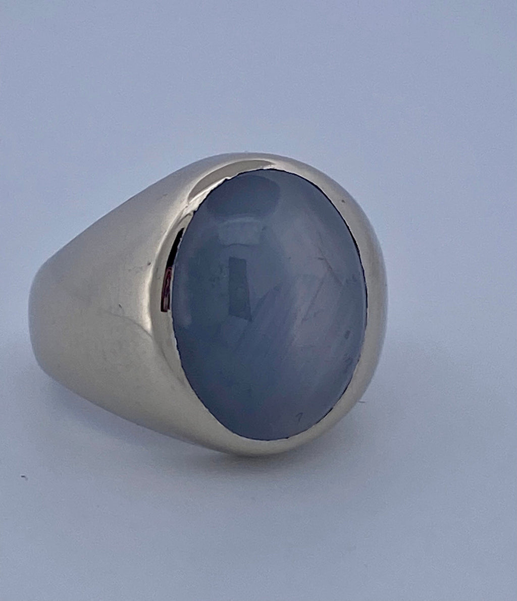 14K White Gold Star Sapphire Ring - Size 6 3/4