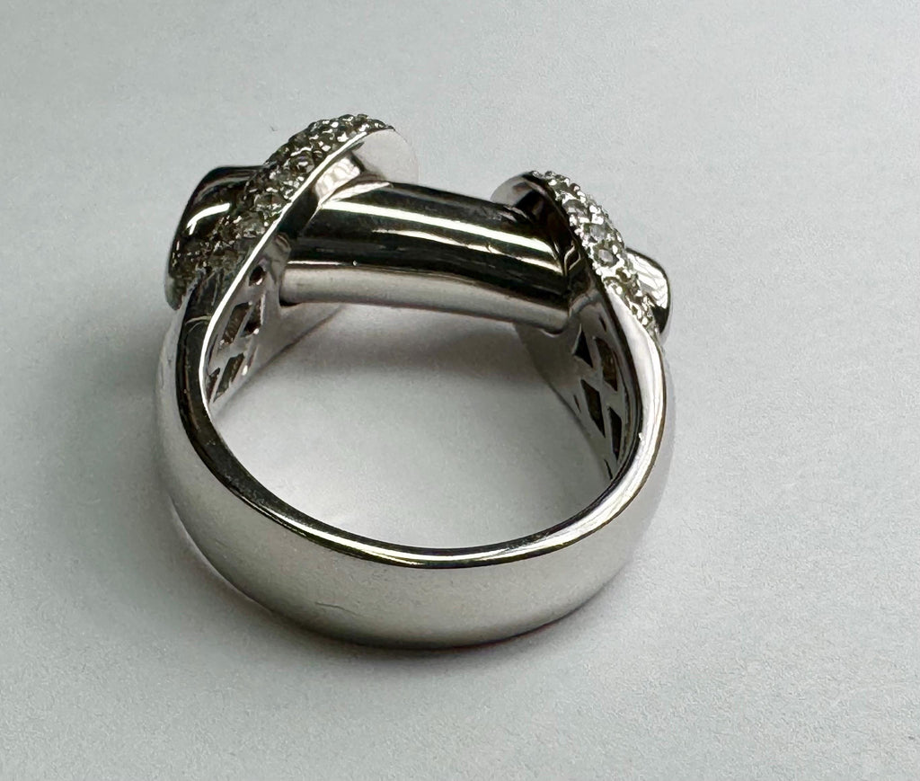 14K White Gold Pave Diamond Ring - Size 6 1/4