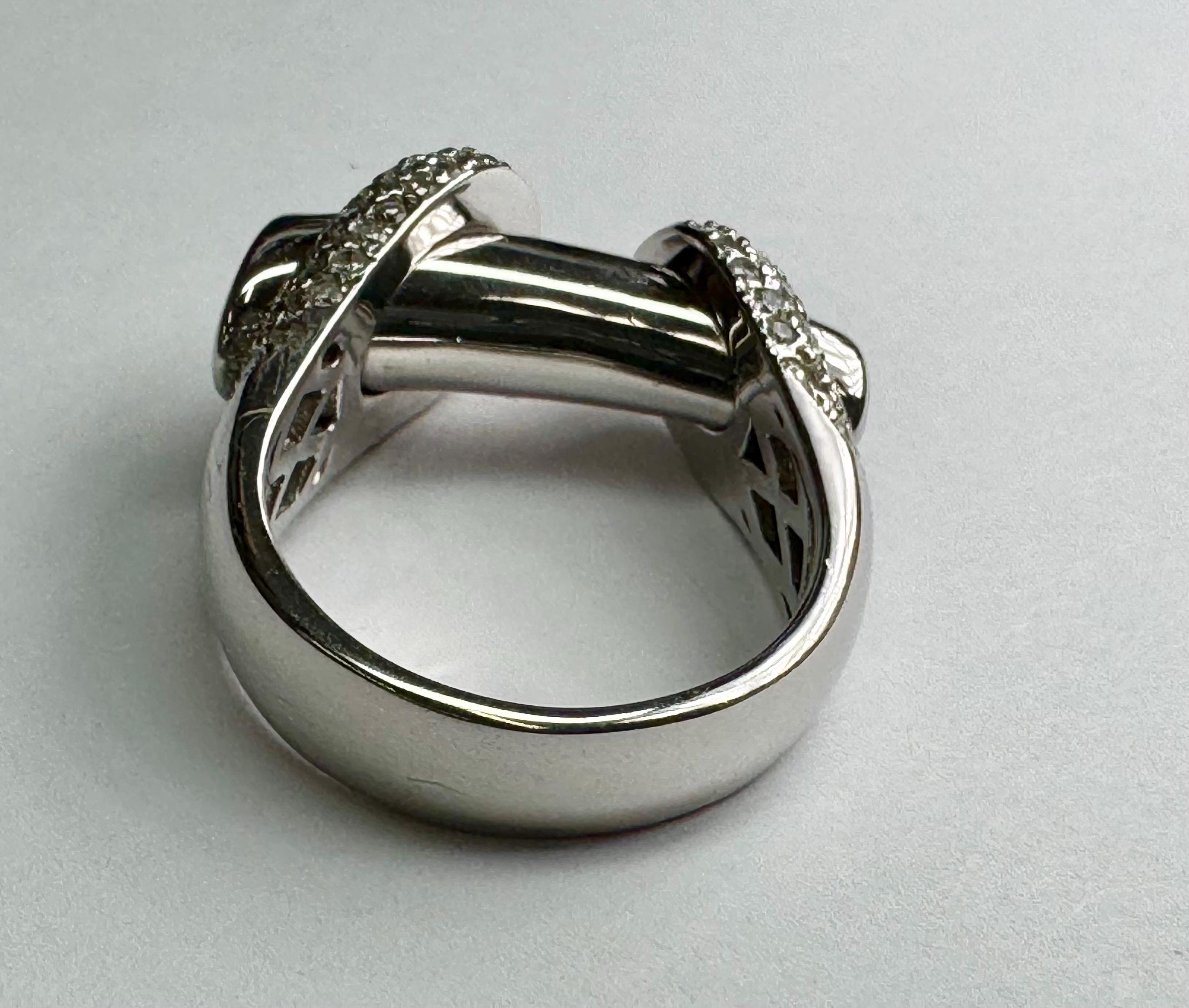 14K White Gold Pave Diamond Ring - Size 6 1/4