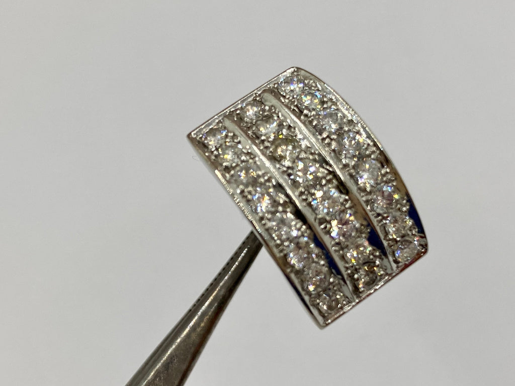 14K Solid White Gold And Diamond Unisex Ring !!!
