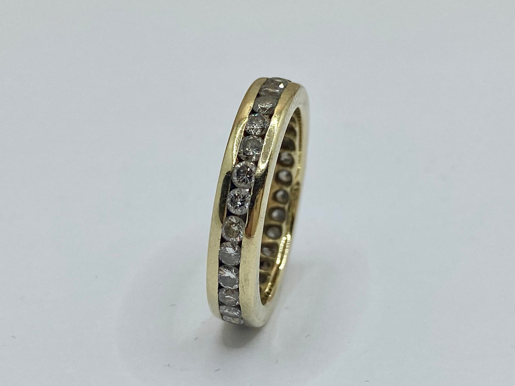 14K  Yellow Gold Channel Set Diamond Eternity Ring/Band