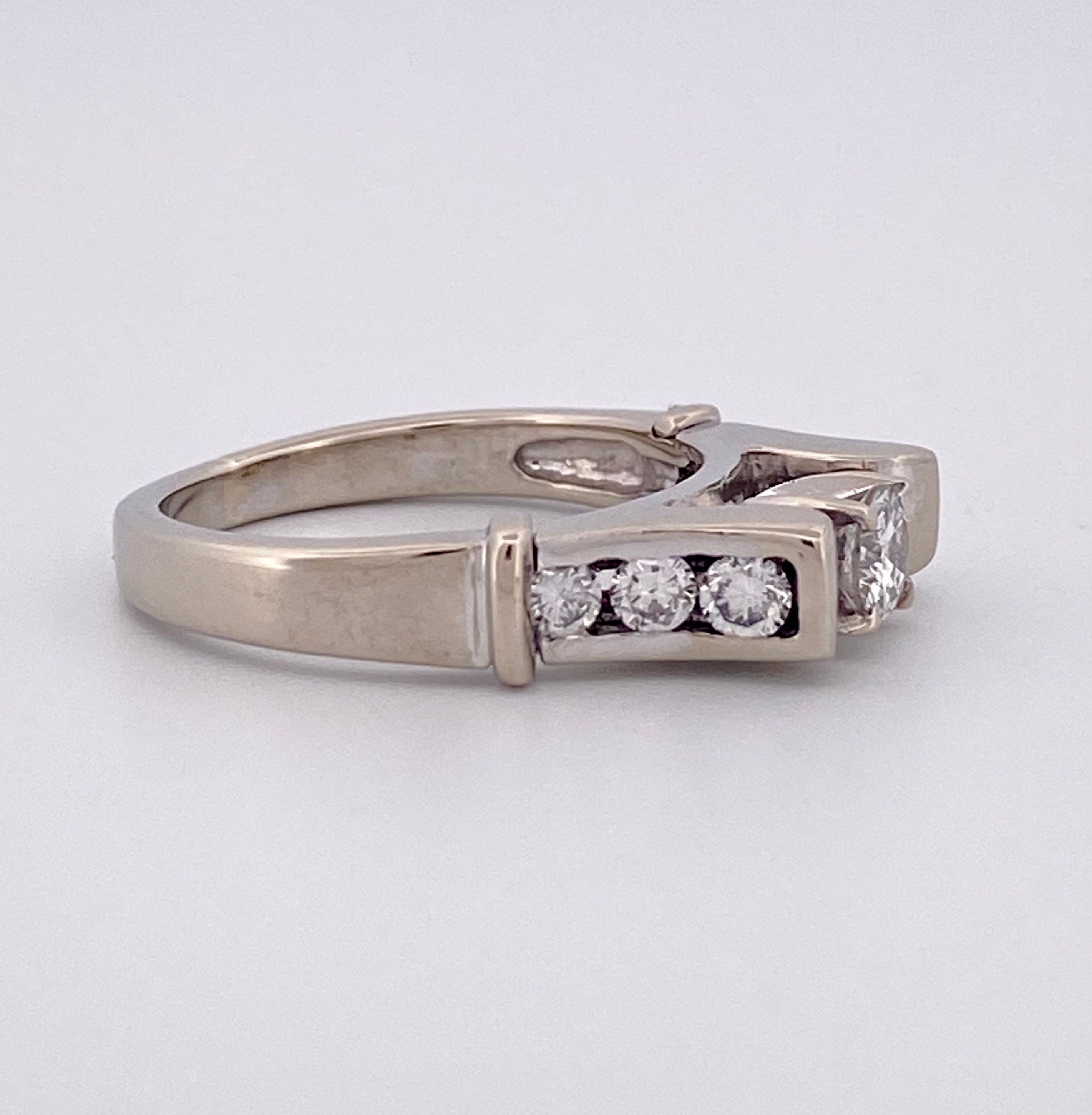 18K White Gold Diamond Ring - Halo Setting, Size 5 3/4