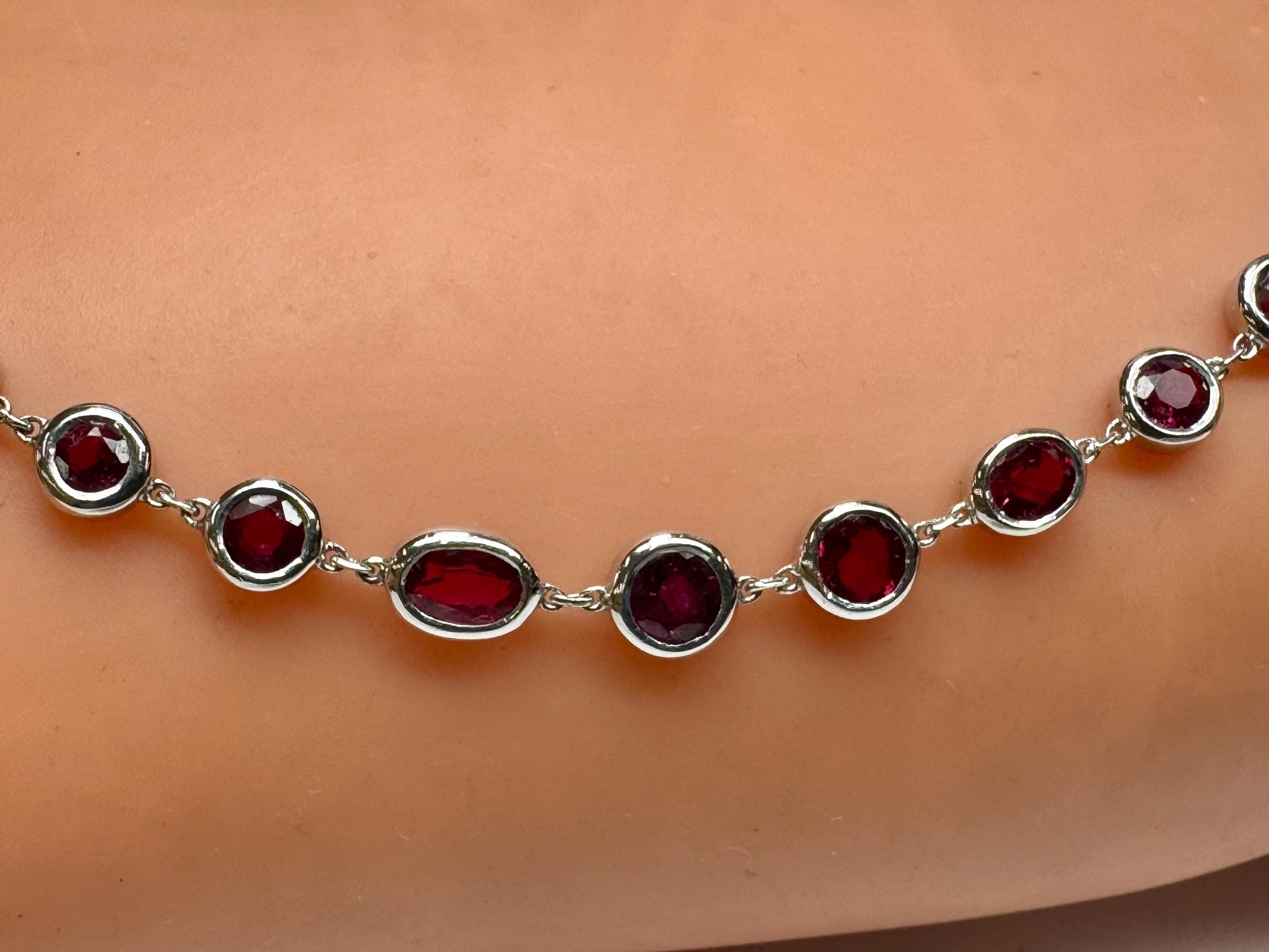 18K White Gold Ruby Bracelet: Multi-Shape Gemstones, Fine Jewelry
