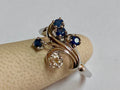 14k Solid White Gold Diamond And Blue Sapphire Statement Ring!!!!!
