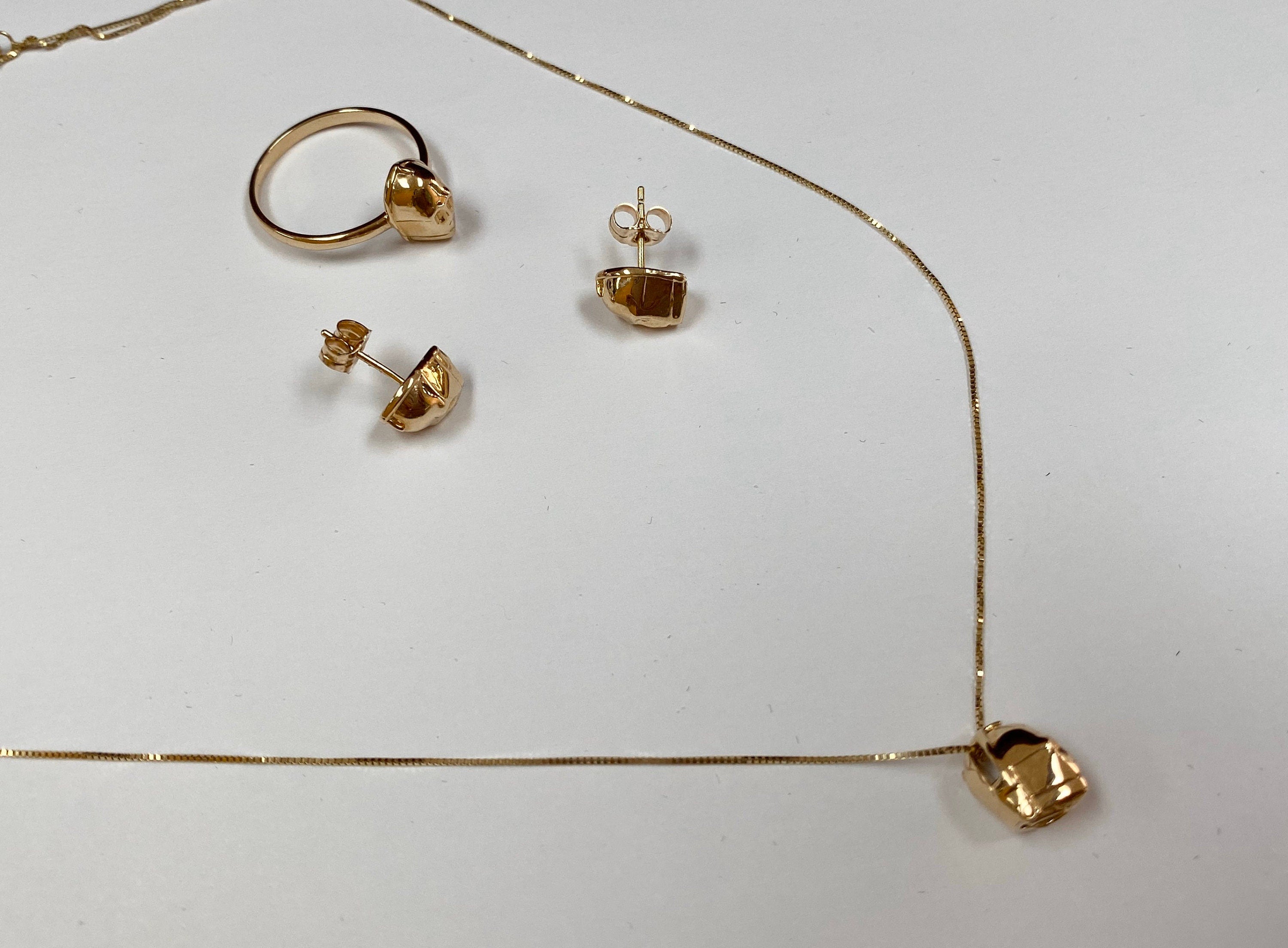 10K Yellow Gold C-3P0 Star Wars Set, Necklace, Earring, Ring