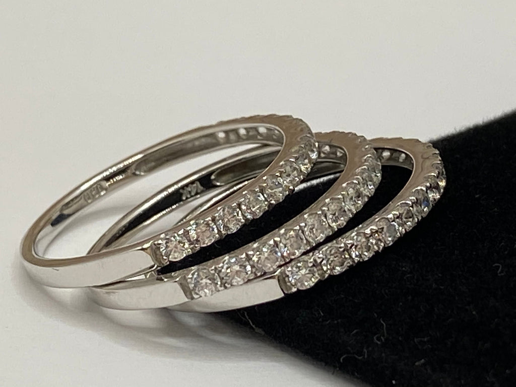 14K White Gold Diamond Stackable Band - 0.75ct, Size 7